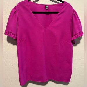 SHEIN Fuchsia Ruffle Sleeve Blouse